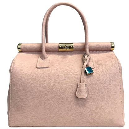 Italian Leather Structured Handbag with Shoulder Strap - The Aegean Aviary