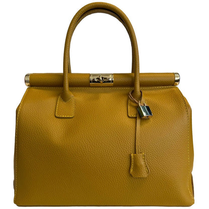 Italian Leather Structured Handbag with Shoulder Strap - The Aegean Aviary