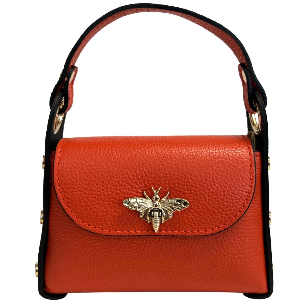 Italian Leather Mini Bag with Bee Closure - The Aegean Aviary