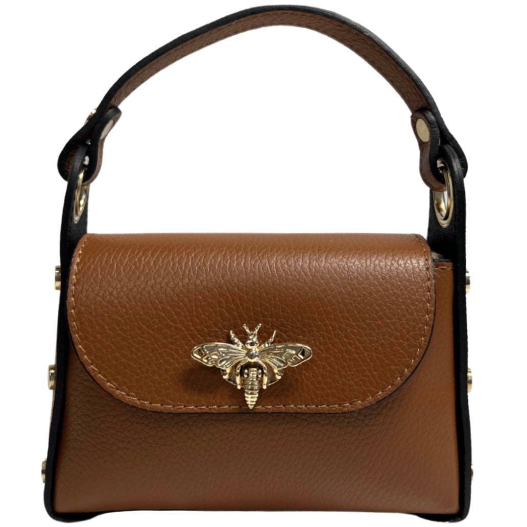 Italian Leather Mini Bag with Bee Closure - The Aegean Aviary