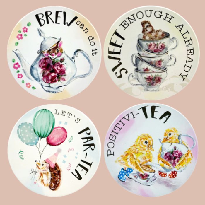 Ceramic Coaster Set - Time for Tea