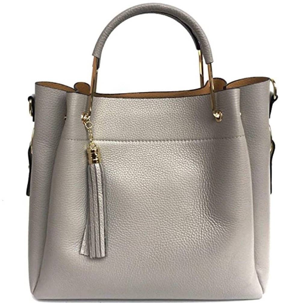 Italian Leather Bucket Bag with Inner Pouch - The Aegean Aviary