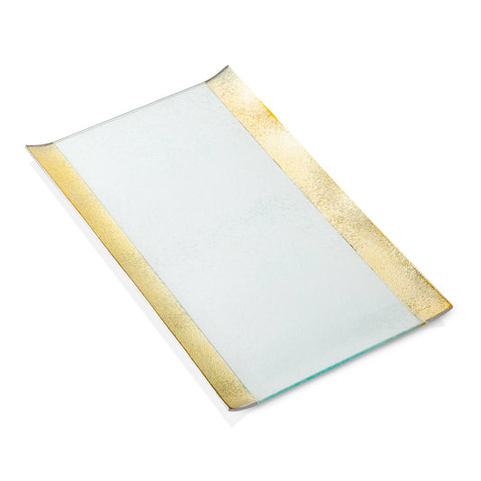 11.5"L Glass Tray With Gold Border
